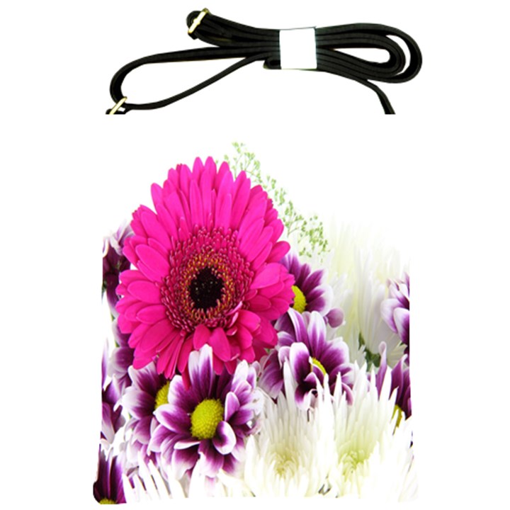 Pink Purple And White Flower Bouquet Shoulder Sling Bags