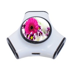 Pink Purple And White Flower Bouquet 3-Port USB Hub