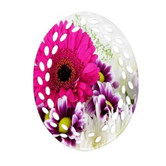 Pink Purple And White Flower Bouquet Oval Filigree Ornament (two Sides) by Simbadda