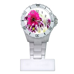 Pink Purple And White Flower Bouquet Plastic Nurses Watch