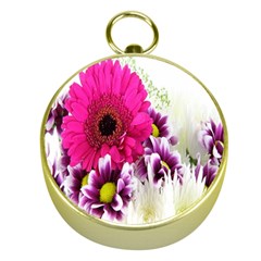 Pink Purple And White Flower Bouquet Gold Compasses