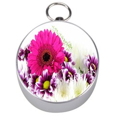 Pink Purple And White Flower Bouquet Silver Compasses