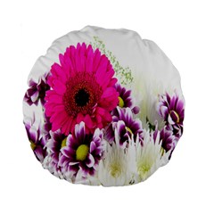 Pink Purple And White Flower Bouquet Standard 15  Premium Flano Round Cushions