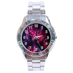 Abstract Fractal Background Wallpaper Stainless Steel Analogue Watch by Simbadda