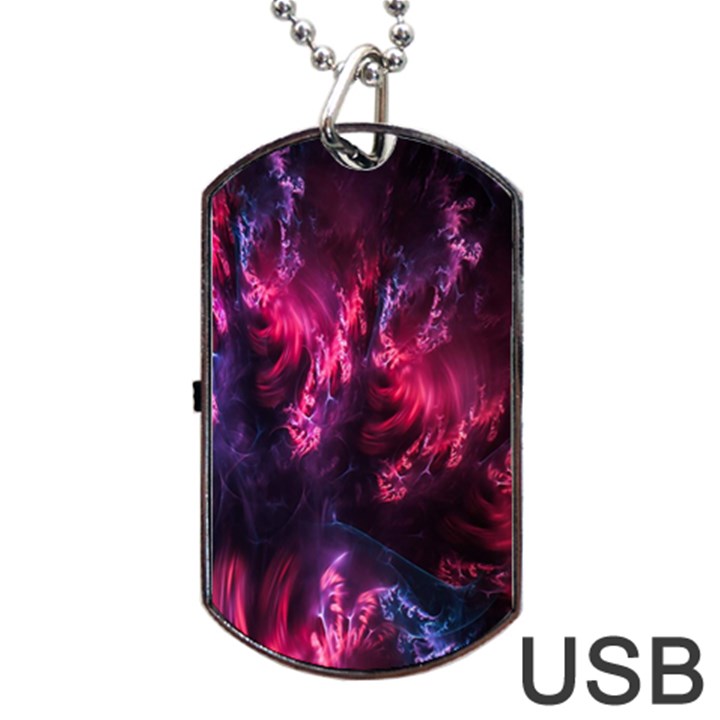 Abstract Fractal Background Wallpaper Dog Tag USB Flash (One Side)