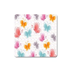 Butterfly Pattern Vector Art Wallpaper Square Magnet by Simbadda