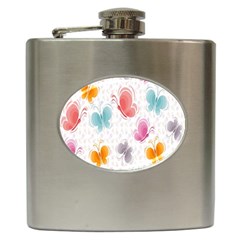 Butterfly Pattern Vector Art Wallpaper Hip Flask (6 Oz) by Simbadda