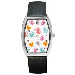 Butterfly Pattern Vector Art Wallpaper Barrel Style Metal Watch by Simbadda