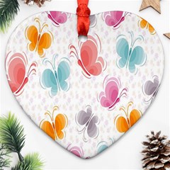 Butterfly Pattern Vector Art Wallpaper Heart Ornament (two Sides) by Simbadda