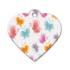 Butterfly Pattern Vector Art Wallpaper Dog Tag Heart (one Side) by Simbadda