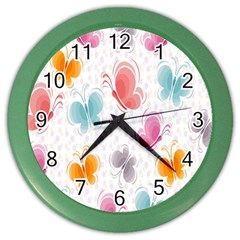 Butterfly Pattern Vector Art Wallpaper Color Wall Clocks by Simbadda