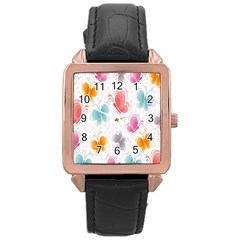 Butterfly Pattern Vector Art Wallpaper Rose Gold Leather Watch  by Simbadda