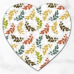 Colorful Leaves Seamless Wallpaper Pattern Background Jigsaw Puzzle (heart) by Simbadda