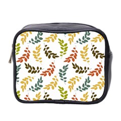 Colorful Leaves Seamless Wallpaper Pattern Background Mini Toiletries Bag 2-side by Simbadda