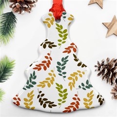 Colorful Leaves Seamless Wallpaper Pattern Background Christmas Tree Ornament (two Sides) by Simbadda