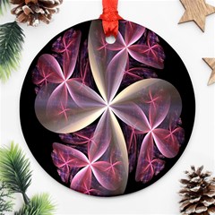 Pink And Cream Fractal Image Of Flower With Kisses Ornament (round) by Simbadda