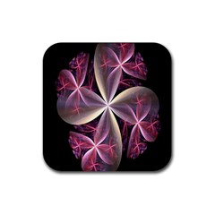 Pink And Cream Fractal Image Of Flower With Kisses Rubber Coaster (square)  by Simbadda