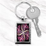 Pink And Cream Fractal Image Of Flower With Kisses Key Chains (Rectangle)  Front