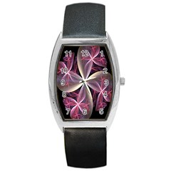 Pink And Cream Fractal Image Of Flower With Kisses Barrel Style Metal Watch by Simbadda