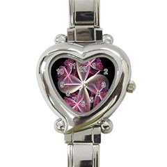 Pink And Cream Fractal Image Of Flower With Kisses Heart Italian Charm Watch by Simbadda