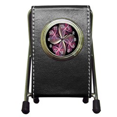 Pink And Cream Fractal Image Of Flower With Kisses Pen Holder Desk Clocks by Simbadda