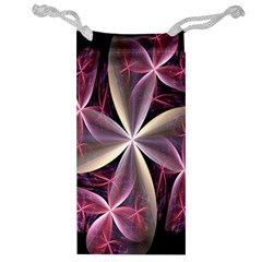 Pink And Cream Fractal Image Of Flower With Kisses Jewelry Bag by Simbadda