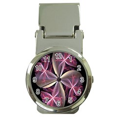 Pink And Cream Fractal Image Of Flower With Kisses Money Clip Watches by Simbadda