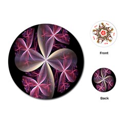 Pink And Cream Fractal Image Of Flower With Kisses Playing Cards (round)  by Simbadda