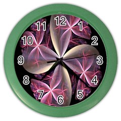 Pink And Cream Fractal Image Of Flower With Kisses Color Wall Clocks by Simbadda