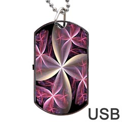 Pink And Cream Fractal Image Of Flower With Kisses Dog Tag Usb Flash (one Side) by Simbadda