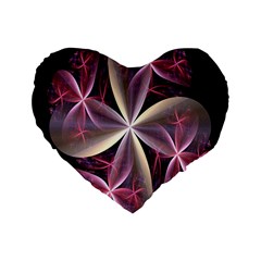 Pink And Cream Fractal Image Of Flower With Kisses Standard 16  Premium Heart Shape Cushions by Simbadda