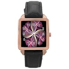 Pink And Cream Fractal Image Of Flower With Kisses Rose Gold Leather Watch  by Simbadda