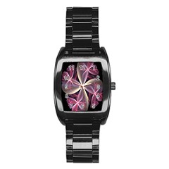 Pink And Cream Fractal Image Of Flower With Kisses Stainless Steel Barrel Watch by Simbadda