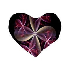 Pink And Cream Fractal Image Of Flower With Kisses Standard 16  Premium Flano Heart Shape Cushions by Simbadda