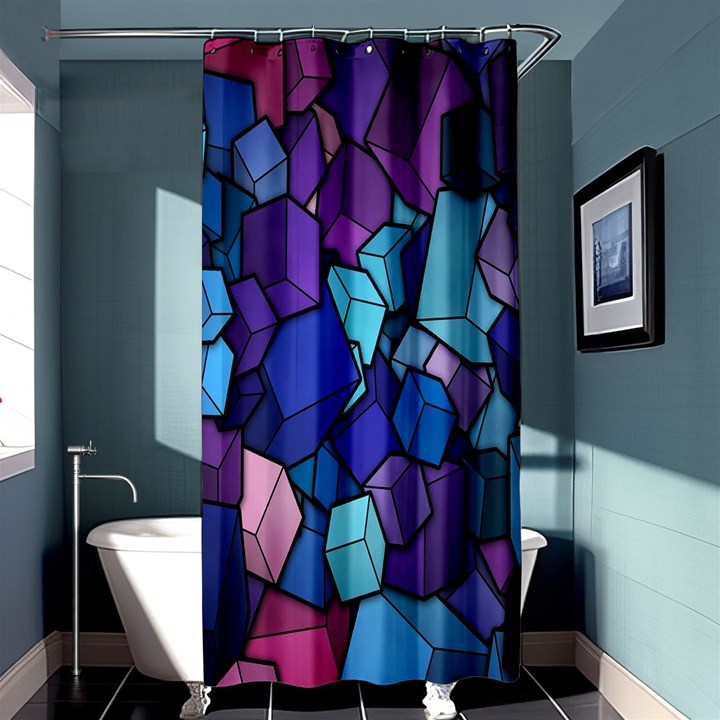 Cubes Vector Art Background Shower Curtain 36  x 72  (Stall) 