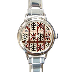 Abstract A Colorful Modern Illustration Pattern Round Italian Charm Watch