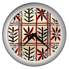 Abstract A Colorful Modern Illustration Pattern Wall Clocks (Silver) 