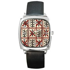 Abstract A Colorful Modern Illustration Pattern Square Metal Watch