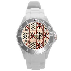 Abstract A Colorful Modern Illustration Pattern Round Plastic Sport Watch (L)