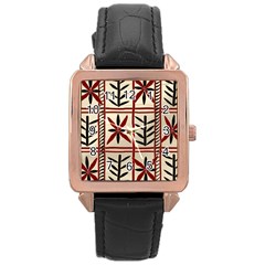 Abstract A Colorful Modern Illustration Pattern Rose Gold Leather Watch 