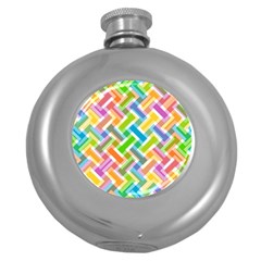 Abstract Pattern Colorful Wallpaper Background Round Hip Flask (5 Oz) by Simbadda