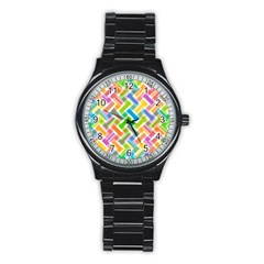 Abstract Pattern Colorful Wallpaper Background Stainless Steel Round Watch by Simbadda