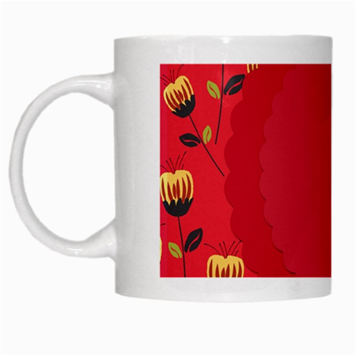 Floral Roses Pattern Background Seamless White Mugs