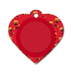 Floral Roses Pattern Background Seamless Dog Tag Heart (one Side) by Simbadda