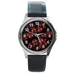 Fractal Chocolate Balls On Black Background Round Metal Watch Front