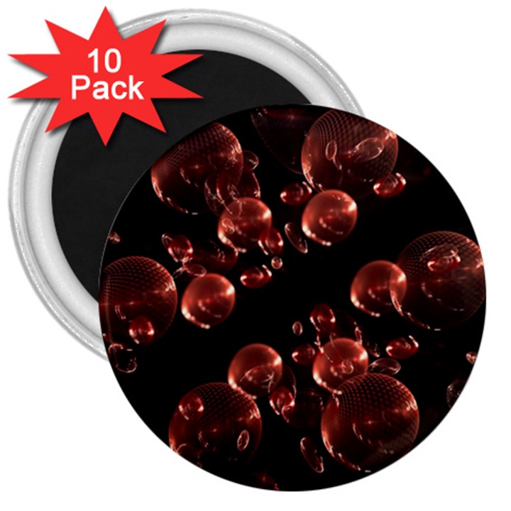 Fractal Chocolate Balls On Black Background 3  Magnets (10 pack) 