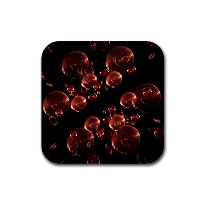 Fractal Chocolate Balls On Black Background Rubber Square Coaster (4 pack) 