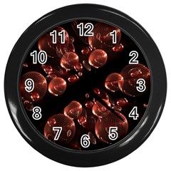 Fractal Chocolate Balls On Black Background Wall Clocks (Black)