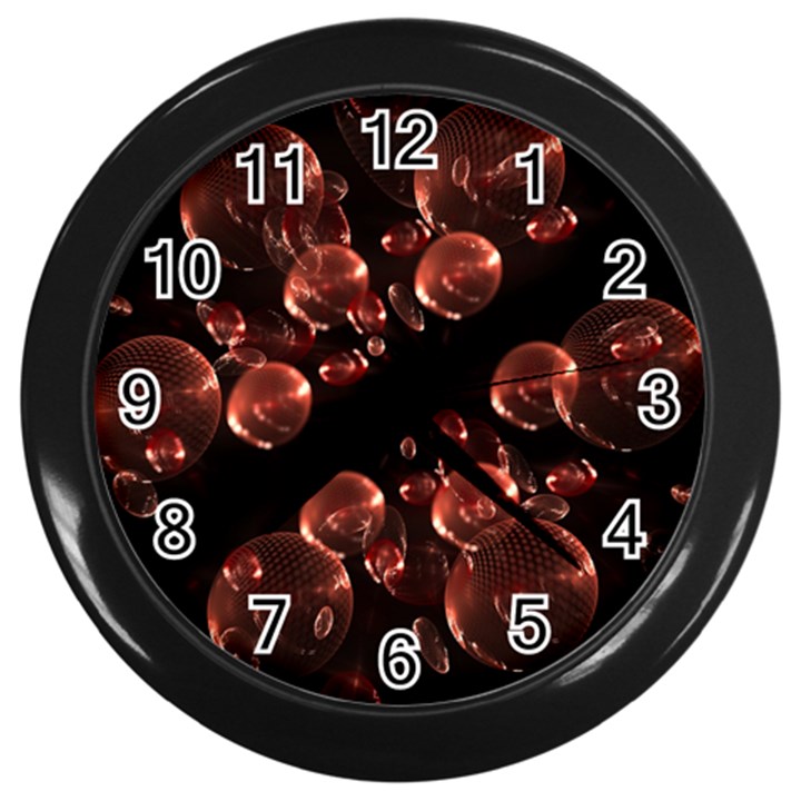 Fractal Chocolate Balls On Black Background Wall Clocks (Black)