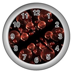 Fractal Chocolate Balls On Black Background Wall Clocks (Silver) 